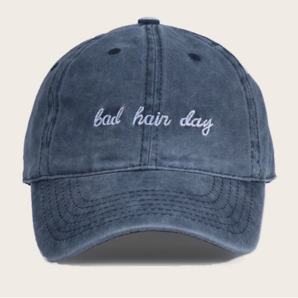 Bad Hair Day Denim Blue Baseball Cap One Size